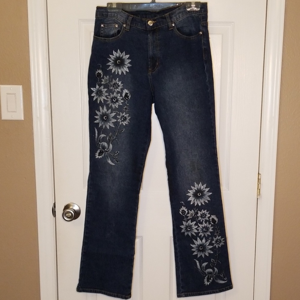Diane Gilman ornate jeans Sz8